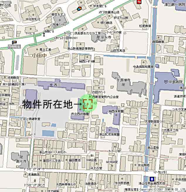 岡山県津山市小田中１３６６—４の地図